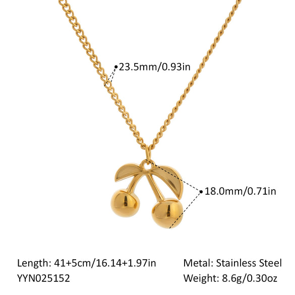 Wholesale Jewelry Titanium Steel Stainless Steel Fruit Pattern Fairy Style Earrings Necklace Suit With Pvd Vacuum Real Gold Electroplating
