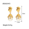 Wholesale Jewelry Titanium Steel Stainless Steel Geometric Baroque Pearl Earrings And Necklace Electroplating