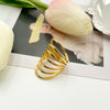 Wholesale Jewelry Titanium Steel Stainless Steel Geometric Multi Layer Line Cross Ring Electroplated Unisex Women's