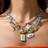 Wholesale Jewelry Titanium Steel Stainless Steel Old Style Geometric Multilayer Stacked Oil Dripping Women's Clavicle Chain Necklace