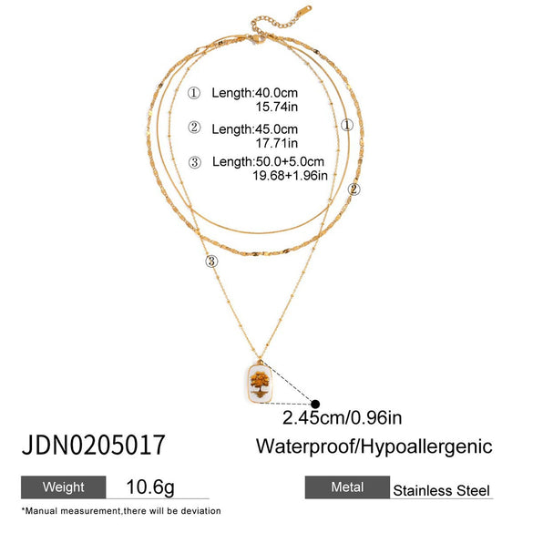 Wholesale Jewelry Titanium Steel Stainless Steel Old Style Geometric Multilayer Stacked Oil Dripping Women's Clavicle Chain Necklace