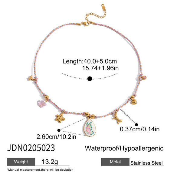 Wholesale Jewelry Titanium Steel Stainless Steel Old Style Geometric Multilayer Stacked Oil Dripping Women's Clavicle Chain Necklace