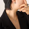 Wholesale Jewelry 316L Stainless Steel Turquoise Opalite Inlaid Cat's Eye Retro Geometric Style For Women