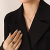 Wholesale Jewelry 316L Stainless Steel Turquoise Opalite Inlaid Cat's Eye Retro Geometric Style For Women
