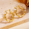Wholesale Jewelry Titanium Steel Vacuum Plated Geometric Hammer Pattern Water Drop Unisex Earrings