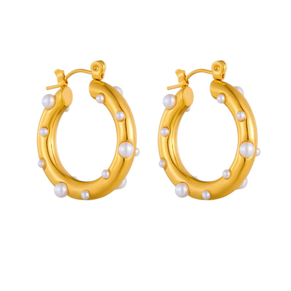 Wholesale Jewelry Titanium Steel Vacuum Plated Geometric Hammer Pattern Water Drop Unisex Earrings