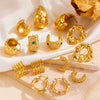 Wholesale Jewelry Titanium Steel Vacuum Plated Geometric Hammer Pattern Water Drop Unisex Earrings