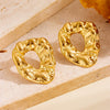 Wholesale Jewelry Titanium Steel Vacuum Plated Geometric Hammer Pattern Water Drop Unisex Earrings