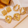 Wholesale Jewelry Titanium Steel Vacuum Plated Geometric Hammer Pattern Water Drop Unisex Earrings