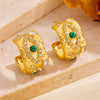 Wholesale Jewelry Titanium Steel Vacuum Plated Geometric Hammer Pattern Water Drop Unisex Earrings