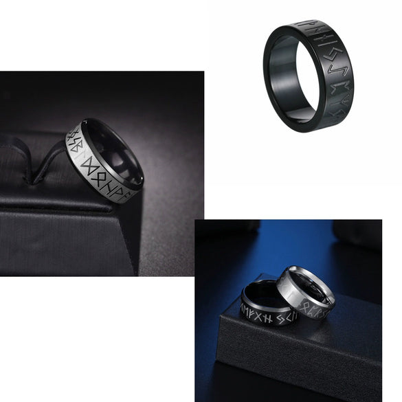 Wholesale Jewelry Titanium Steel Viking Style Geometric Electroplating Threepiece Set Ring