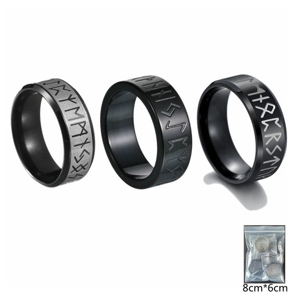 Wholesale Jewelry Titanium Steel Viking Style Geometric Electroplating Threepiece Set Ring