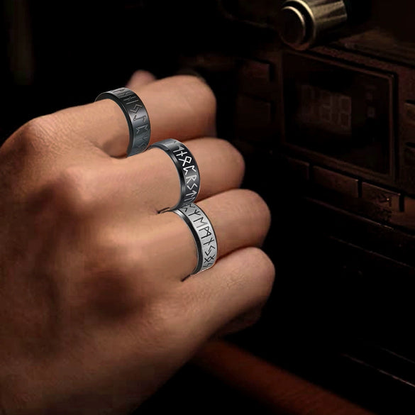 Wholesale Jewelry Titanium Steel Viking Style Geometric Electroplating Threepiece Set Ring