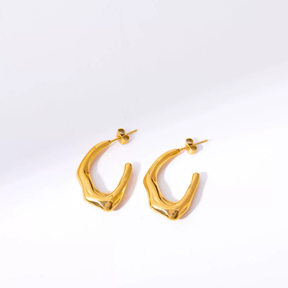 Wholesale Jewelry Titanium Steel Vintage Geometric Wrap Ring Earrings 18K Gold Plated