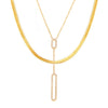 Wholesale Jewelry 316L Stainless Steel Zircon Geometric Hollow Rectangular Double Clavicle Necklace 18K Gold Plated