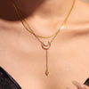 Wholesale Jewelry 316L Stainless Steel Zircon Star Geometric Style Double Clavicle Necklace And Bracelet With Electroplating Treatment