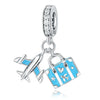 Wholesale Jewelry Travel Style Aircraft Passport Pendant 925 Sterling Silver Dripping Oil