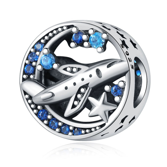 Wholesale Jewelry Travel Style Aircraft Passport Pendant 925 Sterling Silver Dripping Oil