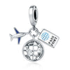 Wholesale Jewelry Travel Style Airplane 925 Sterling Silver Dripping Oil Pendant Bracelet Beads