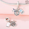 Wholesale Jewelry Travel Style Airplane 925 Sterling Silver Dripping Oil Pendant Bracelet Beads