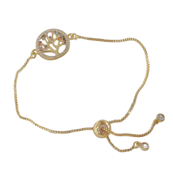 Wholesale Jewelry Tree Of Life Style Hollow Leaf Copper Electroplated Bracelet