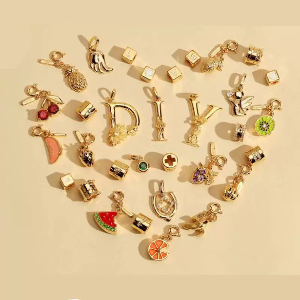 Wholesale Jewelry Tropical Fruit Geometric Pendant Necklace And Bracelet Copper Titanium Steel Electroplating Handmade