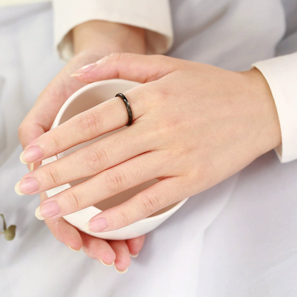 Wholesale Jewelry Tungsten Steel Geometric Polygon Couple Ring With Flower Cut And Polishing