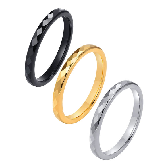 Wholesale Jewelry Tungsten Steel Geometric Polygon Couple Ring With Flower Cut And Polishing