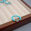 Wholesale Jewelry Turquoise Elastic Rope Freshwater Pearl Geometric Retro Handmade Ring