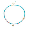 Wholesale Jewelry Turquoise Geometric Ball Chain Electroplating Mixed Gemstone Setting Women's Necklace And Bracelet