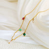 Wholesale Jewelry Turquoise Pink Crystal Amethyst Beads Multipendant Necklace Titanium Steel Electroplating Geometric Style For Women