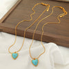 Wholesale Jewelry Turquoise 316L Stainless Steel Heartshaped Pendant Necklace Gem Inlaid