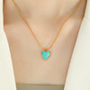 Wholesale Jewelry Turquoise 316L Stainless Steel Heartshaped Pendant Necklace Gem Inlaid
