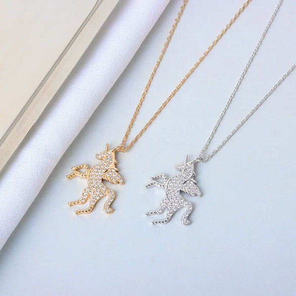 Wholesale Jewelry Unicorn 925 Sterling Silver Cross Chain Necklace