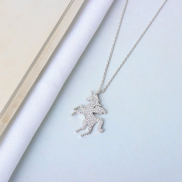 Wholesale Jewelry Unicorn 925 Sterling Silver Cross Chain Necklace