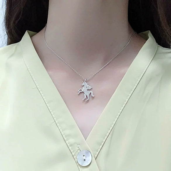 Wholesale Jewelry Unicorn 925 Sterling Silver Cross Chain Necklace