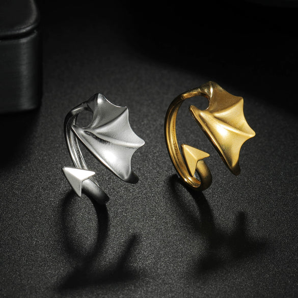 Wholesale Jewelry Unisex Angel Devil Wing Couple Ring Titanium Steel With Letters Numbers Text Electroplating