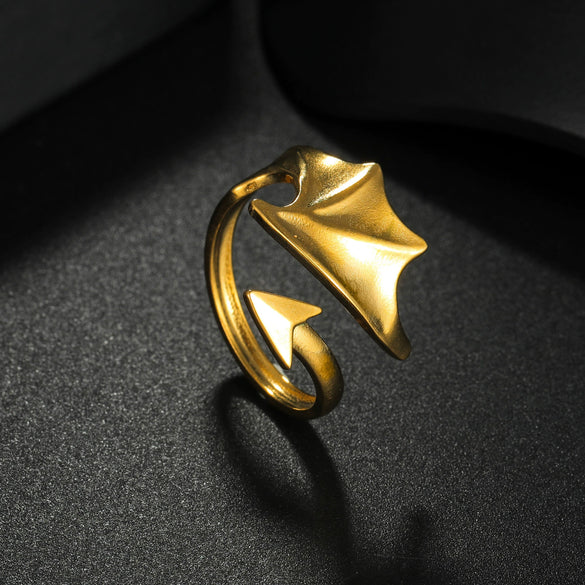 Wholesale Jewelry Unisex Angel Devil Wing Couple Ring Titanium Steel With Letters Numbers Text Electroplating