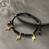 Wholesale Jewelry Unisex Black Rope Beaded Bracelets Titanium Steel Electroplating
