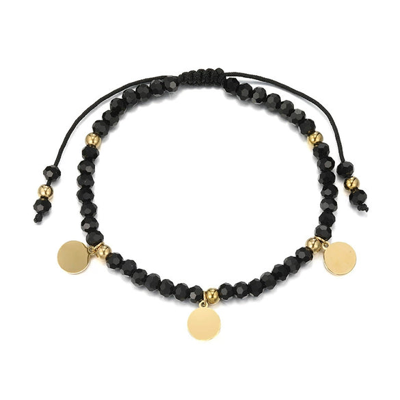 Wholesale Jewelry Unisex Black Rope Beaded Bracelets Titanium Steel Electroplating