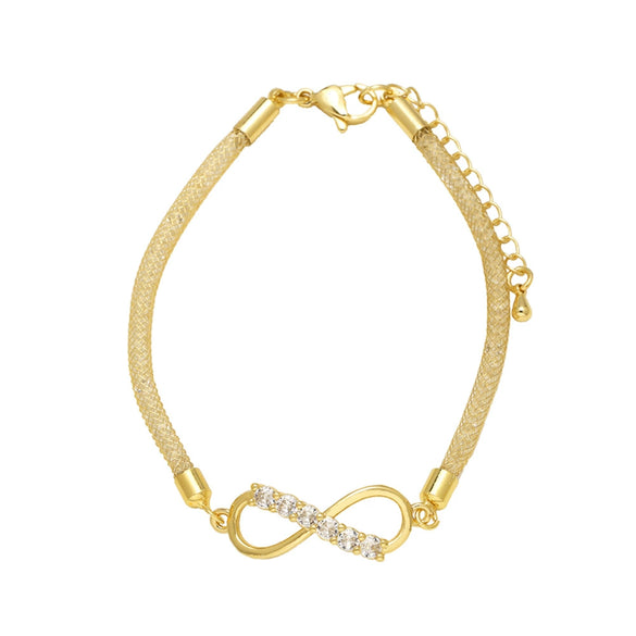 Wholesale Jewelry Unisex Copper Electroplated 8Shaped Bracelet With Full Zircon
