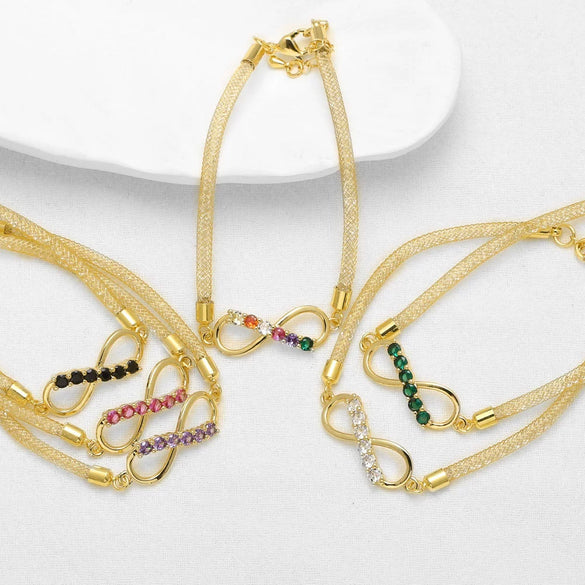 Wholesale Jewelry Unisex Copper Electroplated 8Shaped Bracelet With Full Zircon