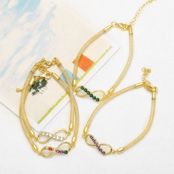 Wholesale Jewelry Unisex Copper Electroplated 8Shaped Bracelet With Full Zircon