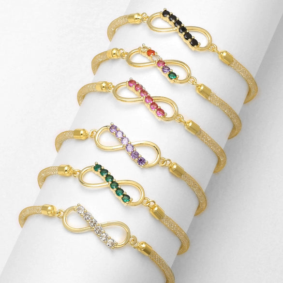 Wholesale Jewelry Unisex Copper Electroplated 8Shaped Bracelet With Full Zircon