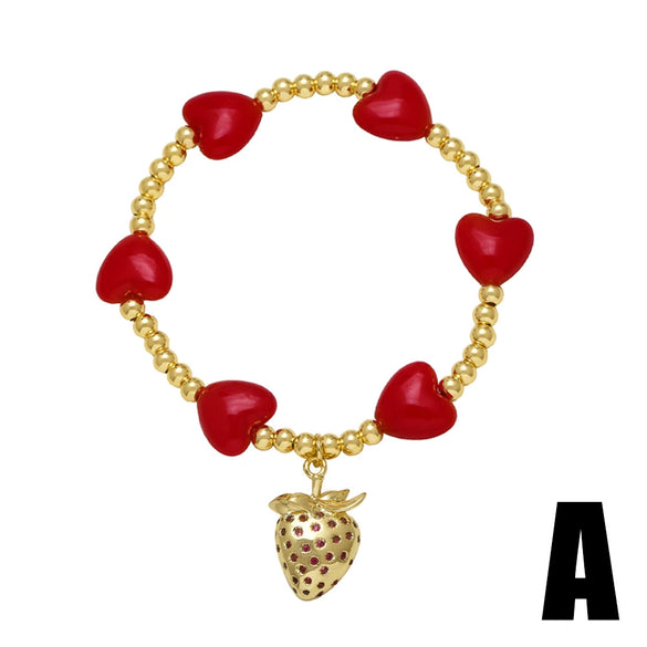 Wholesale Jewelry Unisex Copper Fruit Pattern Pendant Bracelet With Electroplating