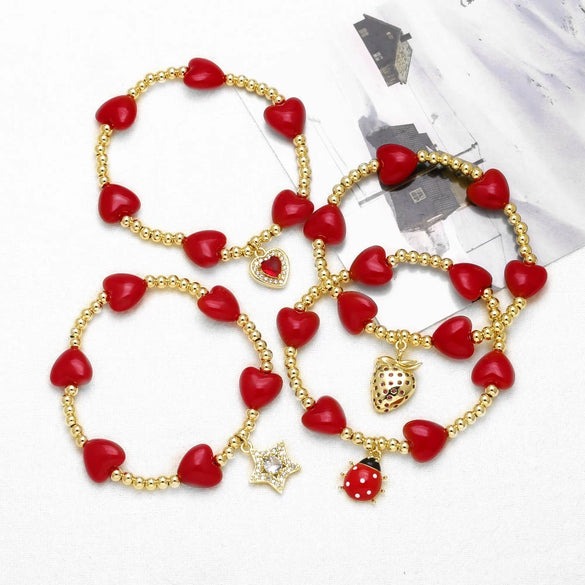 Wholesale Jewelry Unisex Copper Fruit Pattern Pendant Bracelet With Electroplating