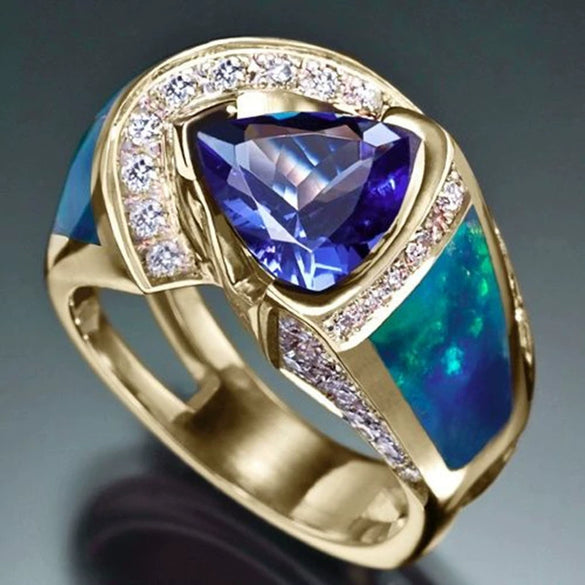 Wholesale Jewelry Unisex Copper Ring With Geometric Design Set With Zircon