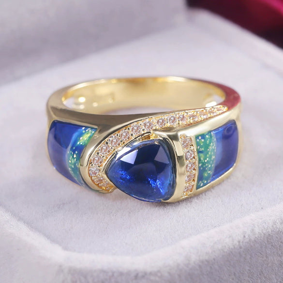 Wholesale Jewelry Unisex Copper Ring With Geometric Design Set With Zircon