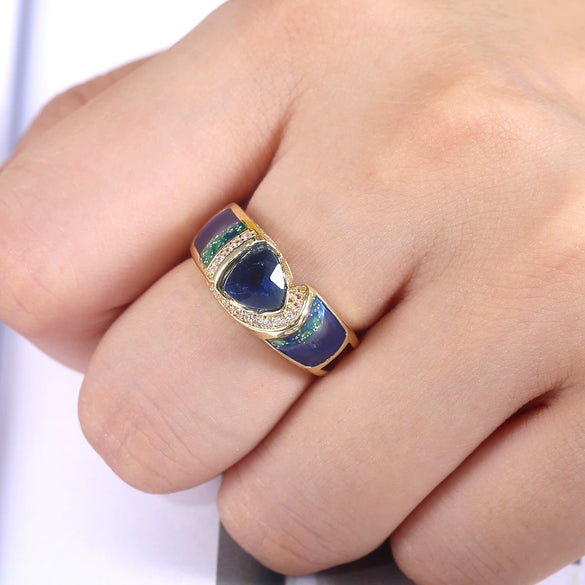 Wholesale Jewelry Unisex Copper Ring With Geometric Design Set With Zircon