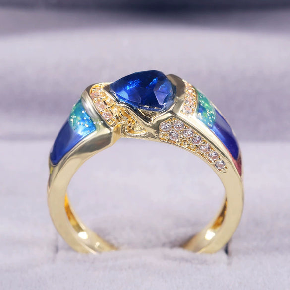 Wholesale Jewelry Unisex Copper Ring With Geometric Design Set With Zircon
